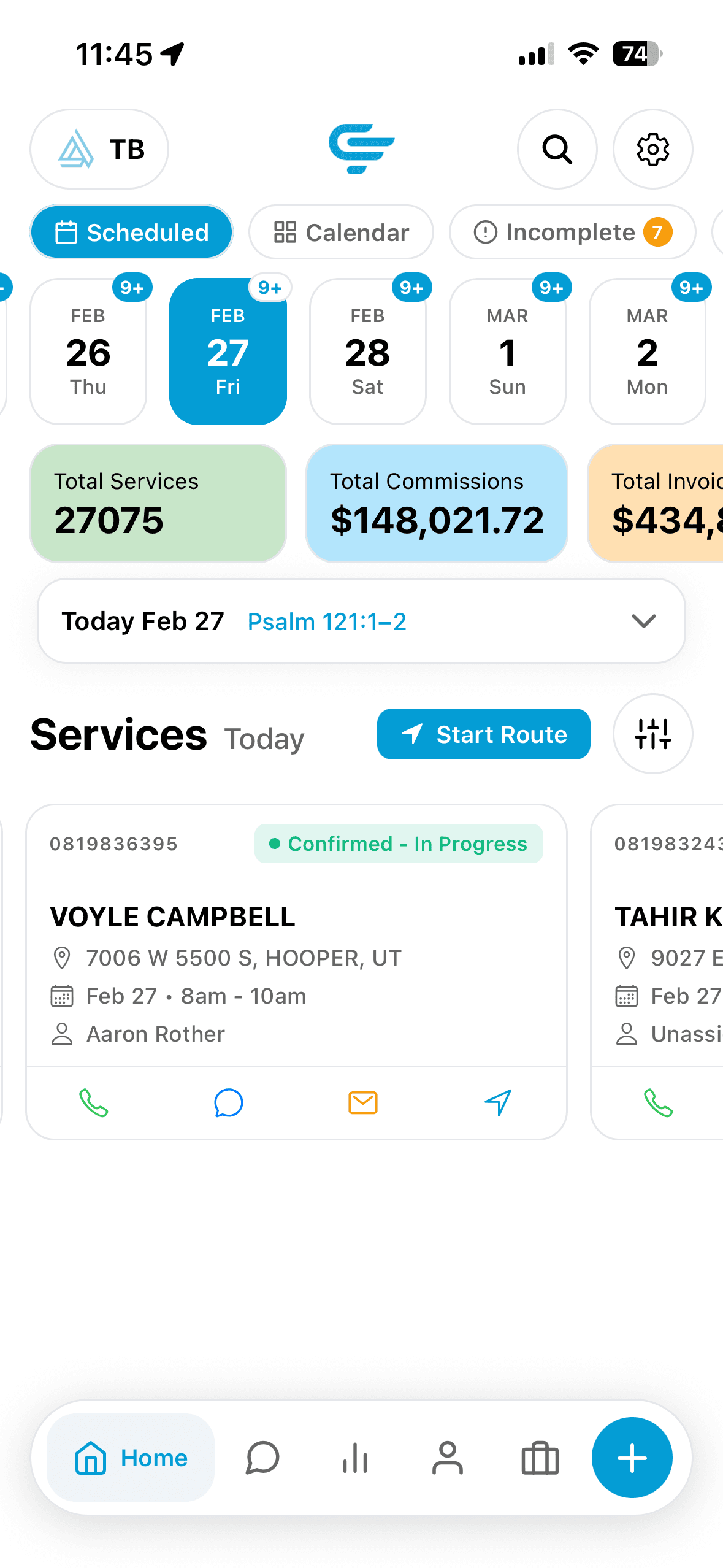 Cloudflow Mobile App - Today's Jobs